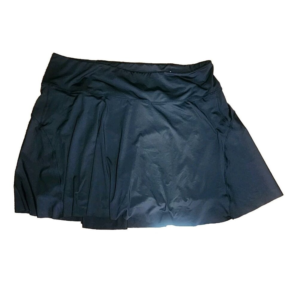 HDE Activewear Solid All Black Pull On‎ Stretch Skort Womens Plus Size 3X